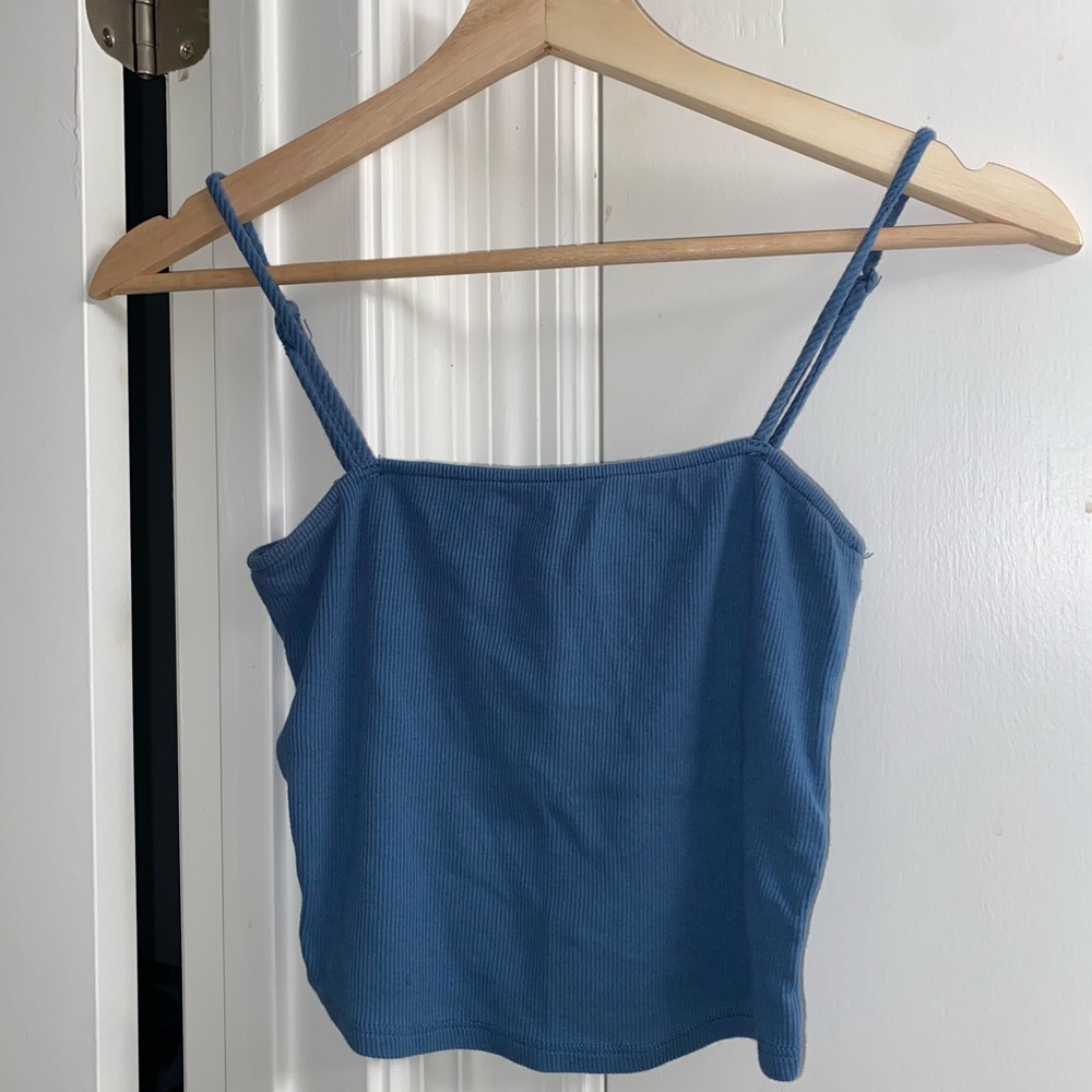 Blue Spaghetti Strap Cropped Top
